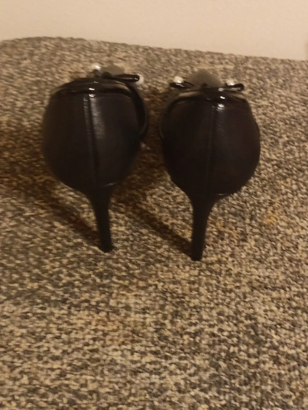 Michael Kors Black Pointed D'Orsay Pumps with Pearl Drops Size